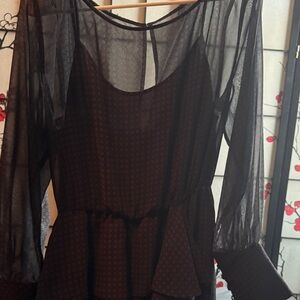 Bailey 44 Anthropology Black Sheer Overlay Dress